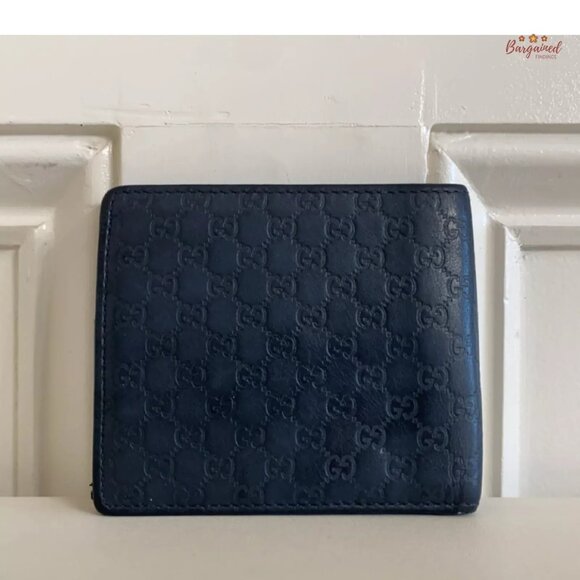 Authentic GUCCI Gray/Blue Microguccissima Leather Bifold Men's Wallet - 365477 - Picture 3 of 11